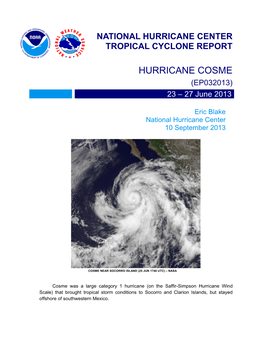 HURRICANE COSME (EP032013) 23 – 27 June 2013