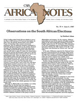 Observations on the South African Elections