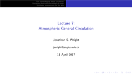 Lecture 7: Atmospheric General Circulation