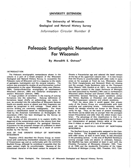 Paleozoic Stratigraphic Nomenclature for Wisconsin (Wisconsin