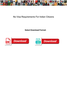 No Visa Requirements for Indian Citizens