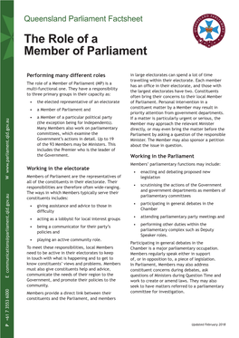 The Role of a Member of Parliament