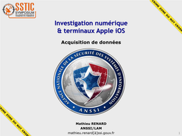 Investigation Numérique & Terminaux Apple