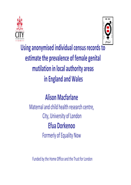 Using Anonymised Individual Census Records to Estimate the Prevalence of Female Genital Mutilation in Local Authority Areas in England and Wales