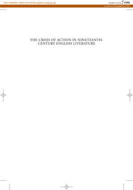 THE CRISIS of ACTION in NINETEENTH- CENTURY ENGLISH LITERATURE Markovits FM 3Rd.Qxp 10/16/2006 3:24 PM Page Ii Markovits FM 3Rd.Qxp 10/16/2006 3:24 PM Page Iii