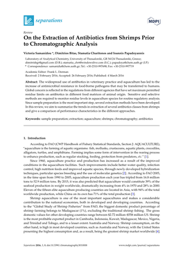 On the Extraction of Antibiotics from Shrimps Prior to Chromatographic Analysis