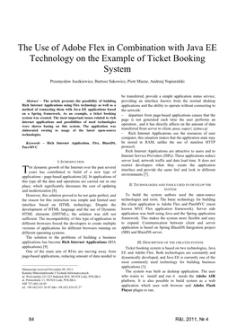 The Use of Adobe Flex in Combination with Java EE Technology on the Example of Ticket Booking System