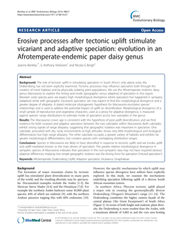 Erosive Processes After Tectonic Uplift Stimulate Vicariant