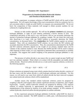 Chemistry 120: Experiment 1