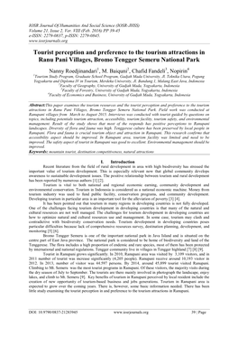 Tourist Perception and Preference to the Tourism Attractions in Ranu Pani Villages, Bromo Tengger Semeru National Park