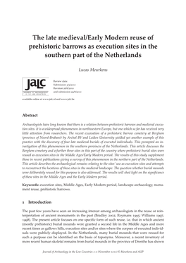 The Late Medieval/Early Modern Reuse of Prehistoric Barrows As Execution Sites in the Southern Part of the Netherlands