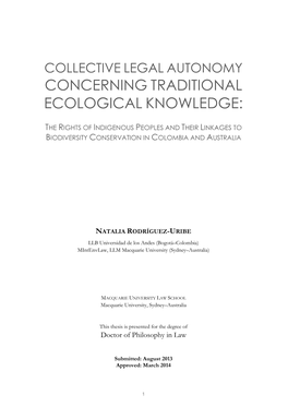 Concerning Traditional Ecological Knowledge