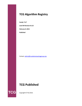 TCG Algorithm Registry Family 