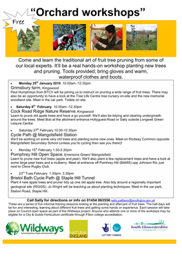 “Orchard Workshops” Free