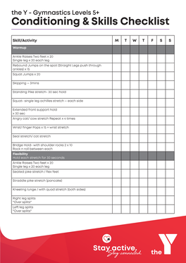 Conditioning & Skills Checklist