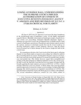 Losing at Dodge Ball: Understanding the Supreme Court’S Implied Authorization of Consent in Executive Benefits Insurance Agency V