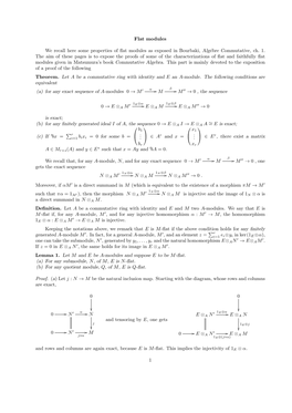 Flat Modules We Recall Here Some Properties of Flat Modules As