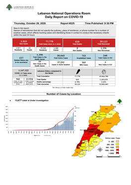 Lebanon National Operations Room Daily Report on COVID-19