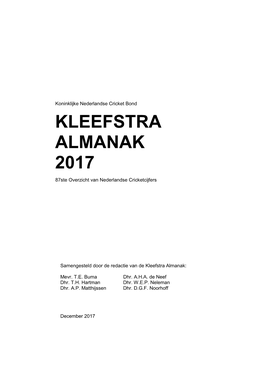 Kleefstra Almanak 2017