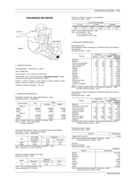 COLORADO DO OESTE Número De Eleitores Segundo a Escolaridade Colorado Do Oeste – 2006