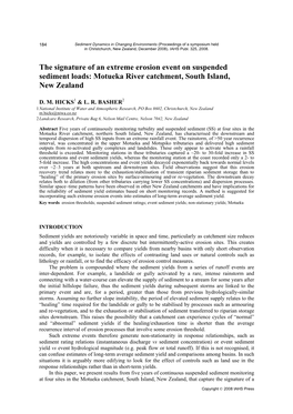 The Signature of an Extreme Erosion Event on Suspended Sediment Loads: Motueka River Catchment, South Island, New Zealand