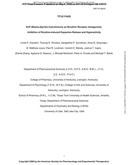 TITLE PAGE N,N'-Alkane-Diyl-Bis-3-Picoliniums As Nicotinic