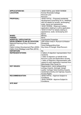 Former Riverside College Percival Lane Runcorn PROPOSAL: 18/00174/FUL - Proposed Residential Development Comprising 24 No