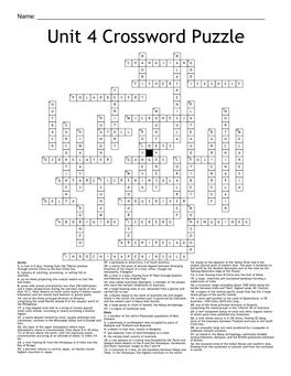 Unit 4 Crossword Puzzle