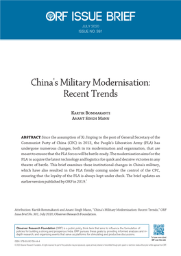 China's Military Modernisation: Recent Trends