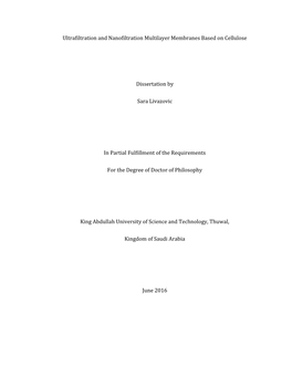 Ultrafiltration and Nanofiltration Multilayer Membranes Based on Cellulose