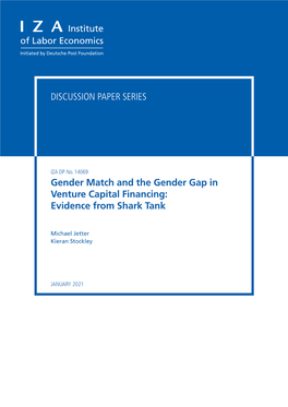 Gender Match and the Gender Gap in Venture Capital Financing: Evidence from Shark Tank