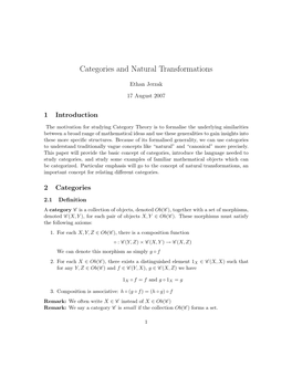 Categories and Natural Transformations