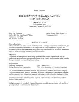 THE GREAT POWERS and the EASTERN MEDITERRANEAN