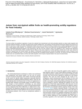 Juices from Non-Typical Edible Fruits As Health-Promoting Acidity Regulators for Food Industry