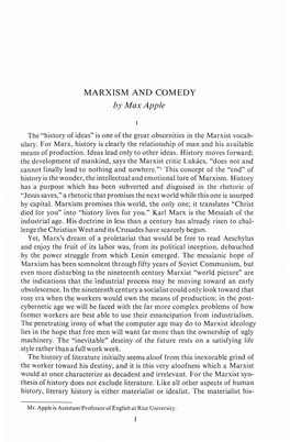 MARXISM and COMEDY by Max Apple
