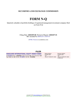 VANGUARD INTERNATIONAL EQUITY INDEX FUNDS Form N-Q