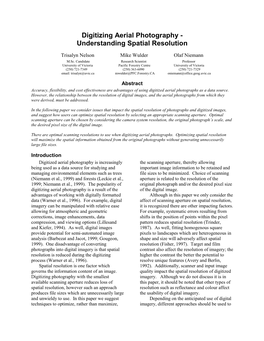 Digitizing Aerial Photography - Understanding Spatial Resolution