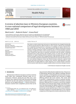 A Review of Abortion Laws in Western-European Countries. A