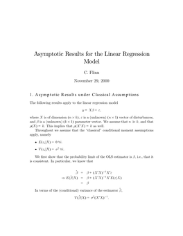 Asymptotic Results for the Linear Regression Model