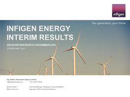 Infigen Energy FY17 Interim Results Presenation