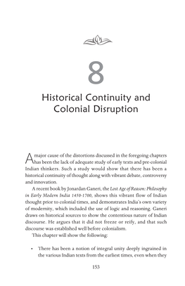 Historical Continuity and Colonial Disruption