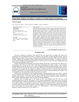 Using Factor Analysis to Evaluate E-Commerce of Airline Industry in Indonesia