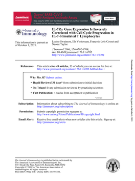 IL-7-Stimulated T Lymphocytes Correlated with Cell Cycle