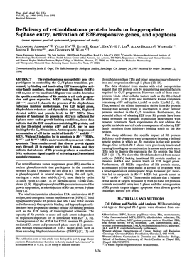 S-Phase Entry, Activation of E2F-Responsive Genes, and Apoptosis