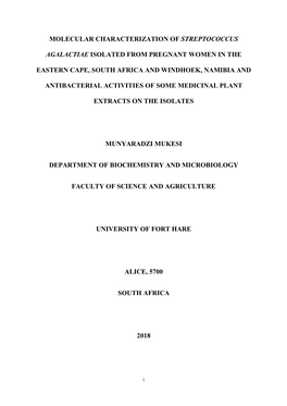 Molecular Characterization of Streptococcus