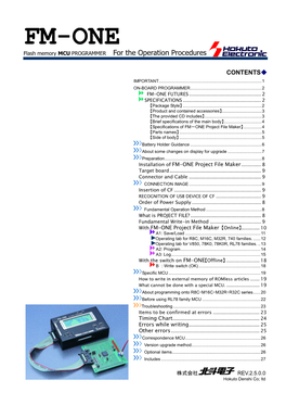 FM-ONE Flash Memory MCU PROGRAMMER for the Operation Procedures