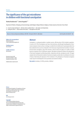 The Significance of the Gut Microbiome in Children with Functional Constipation