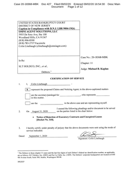 Case 20-18368-MBK Doc 427 Filed 09/02/20