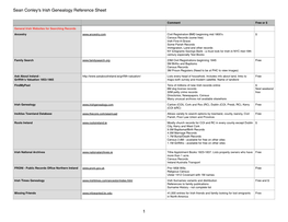 Sean Conley's Irish Genealogy Reference Sheet 1