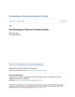 The Mineralogy of Warsaw Formation Geodes